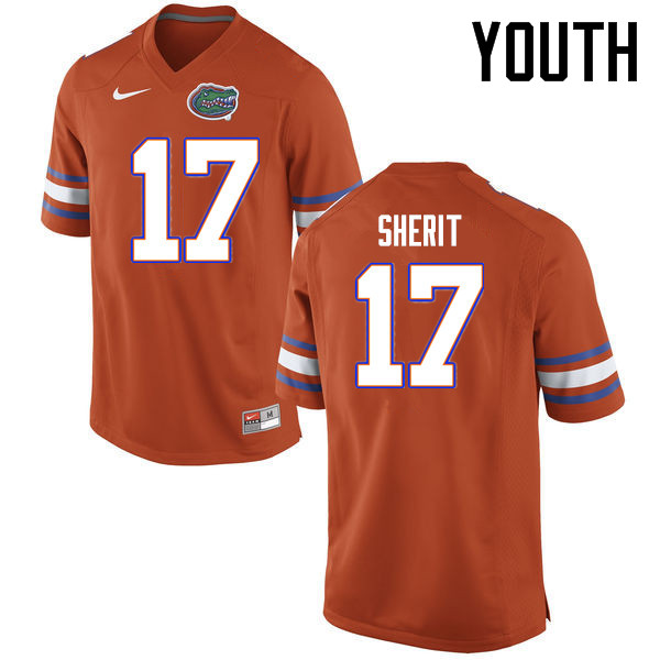 Youth Florida Gators #17 Jordan Sherit College Football Jerseys Sale-Orange - Click Image to Close